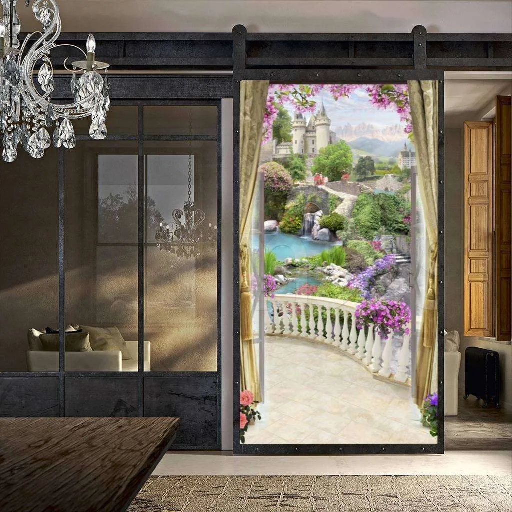 Фотообои Бесшовные обои на стену:  Балкон с видом на замок. Артикул: 7-655  