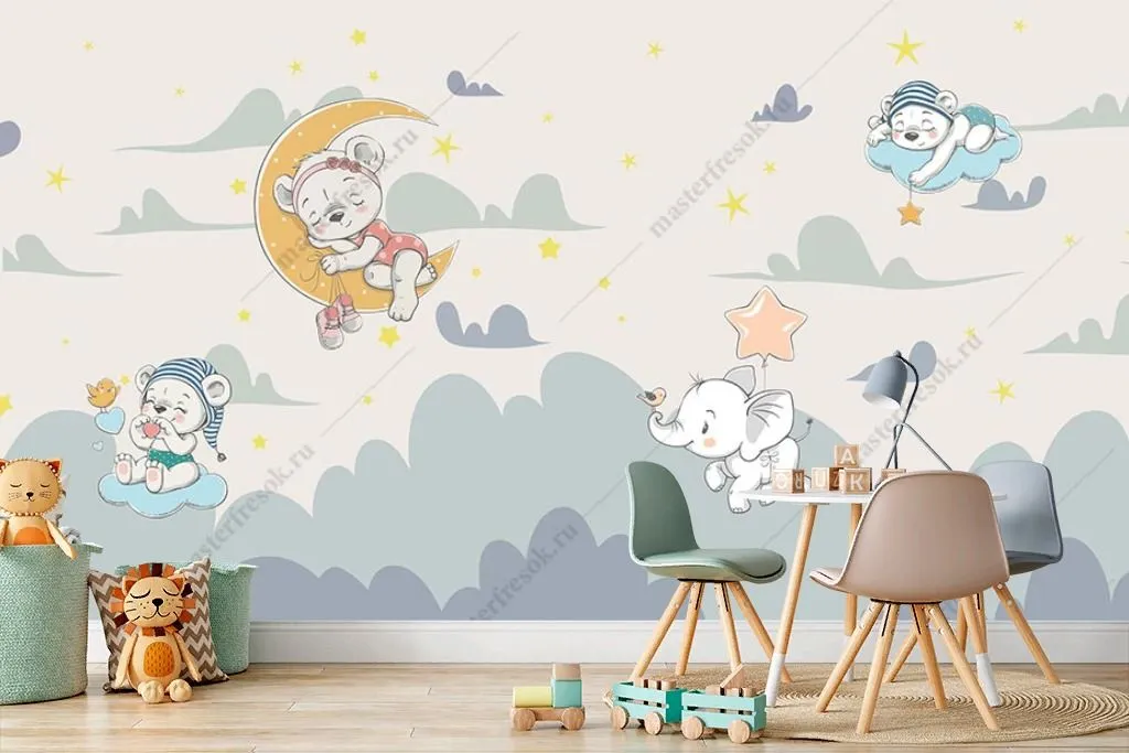 Фотообои Медвежонок на облаке  12-1289