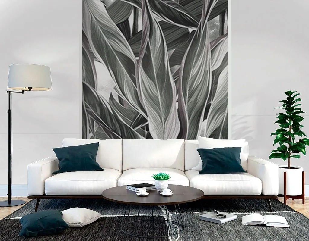 Фотообои в интерьере зеленые листья  14-447 фото