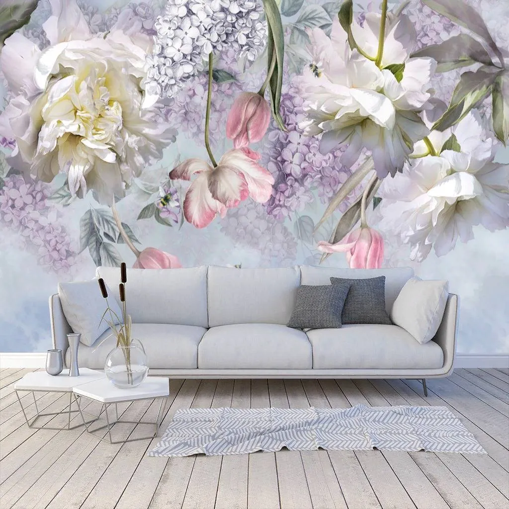 Фотообои в интерьере букет цветов  13-193 фото