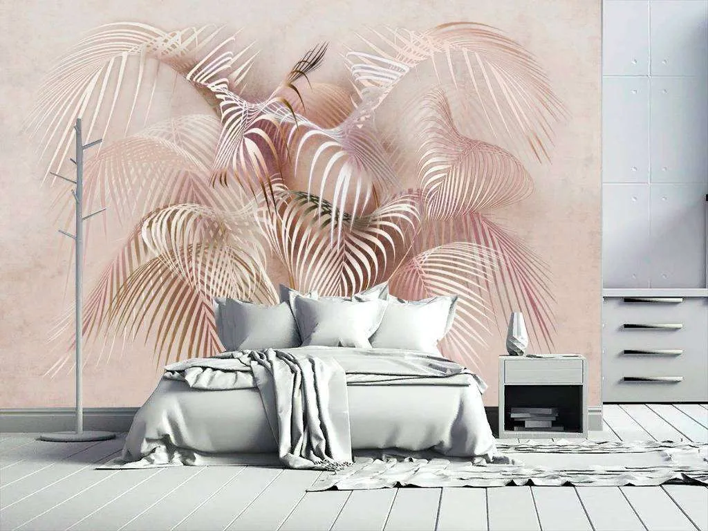 Фотообои в интерьере тропические листья 3д  13-252 фото