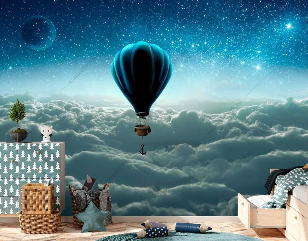 Фотообои Воздушный шар в ночном небе  14-519