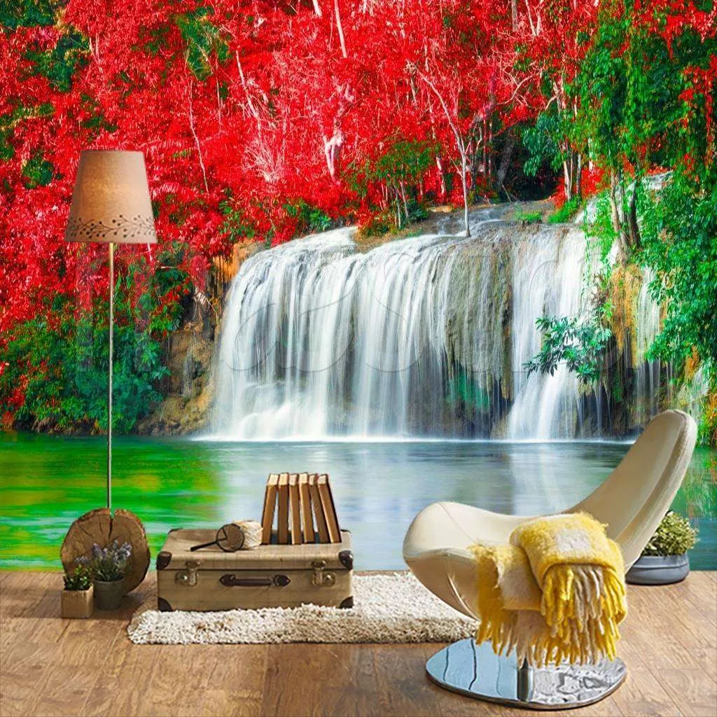 Фотообои в интерьере водопад сай иго, канчанабури  9-897 фото