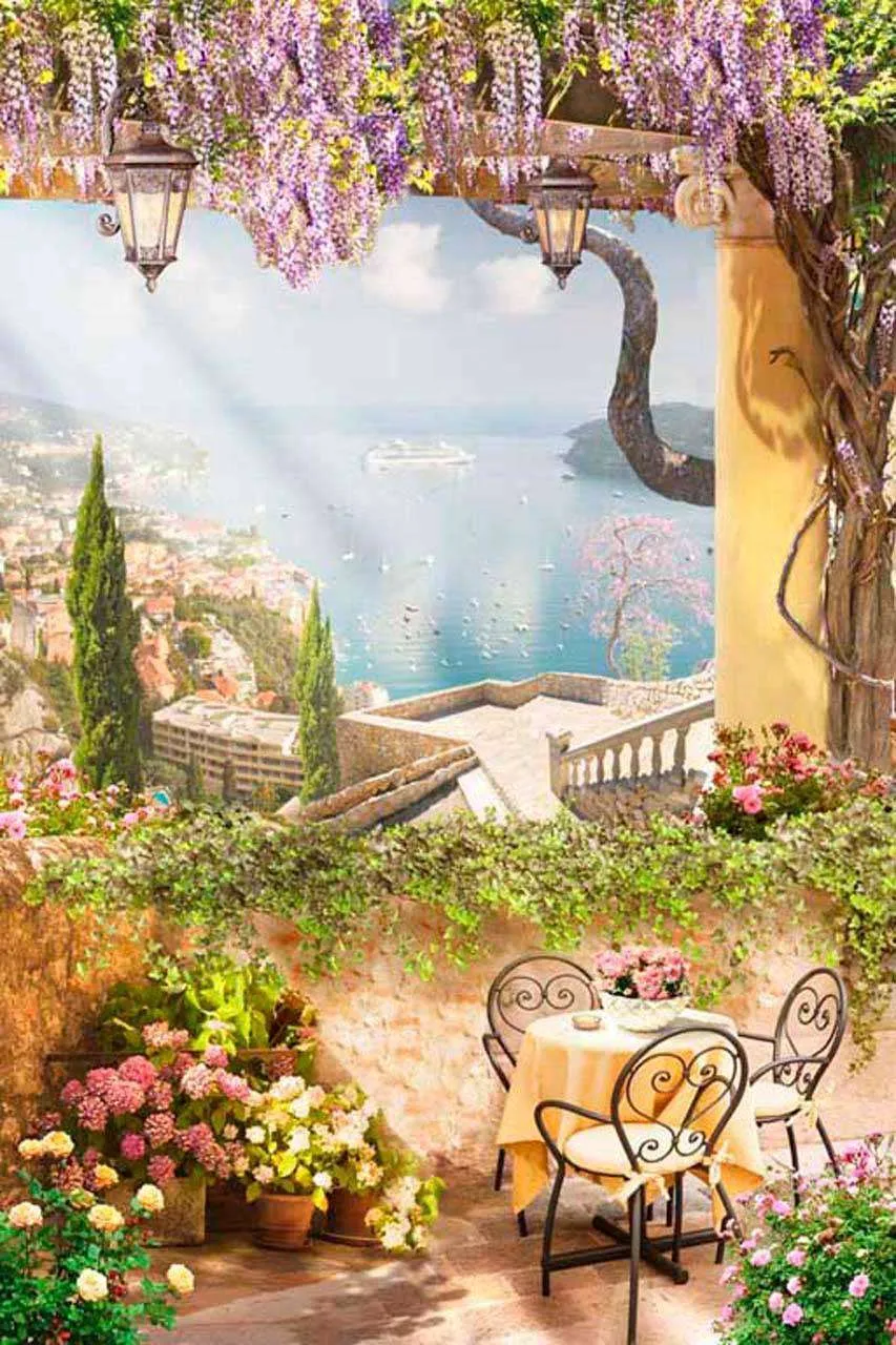 Фотообои в интерьере столик на террасе  6-034 фото