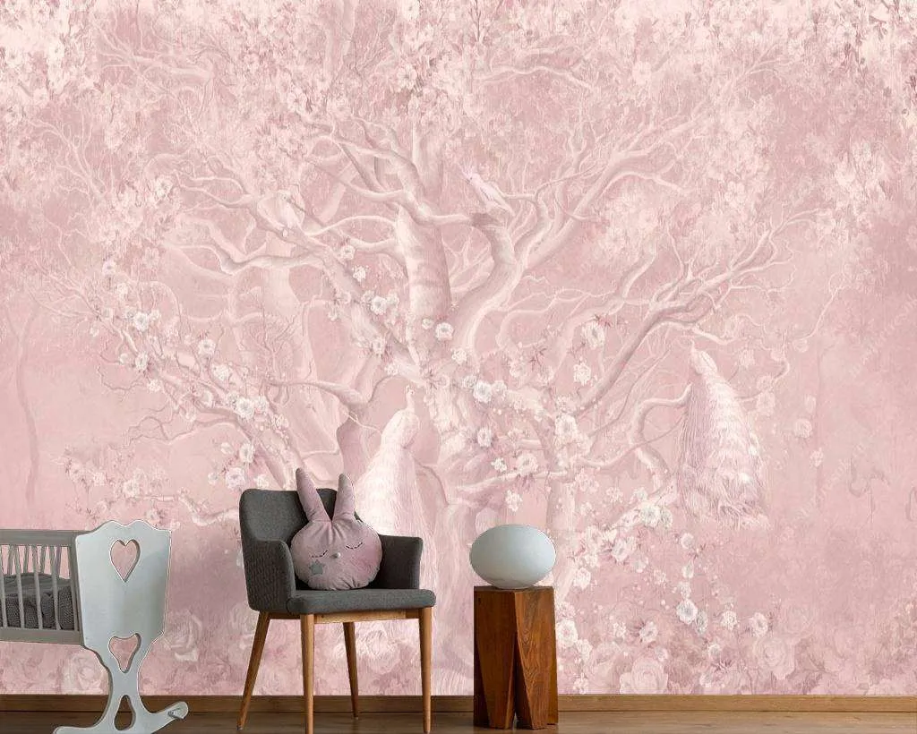 Фотообои в интерьере жар птицы в волшебном лесу  13-094 фото