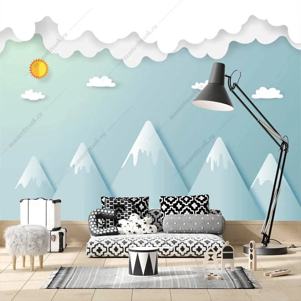 Фотообои 3д облака и горы  12-827