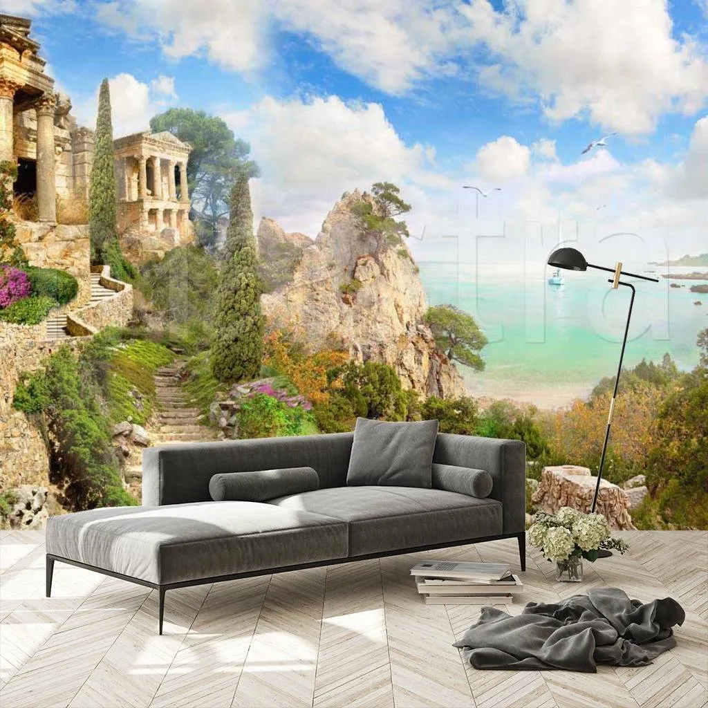 Фотообои Старинный античный парк в скалах  7-048