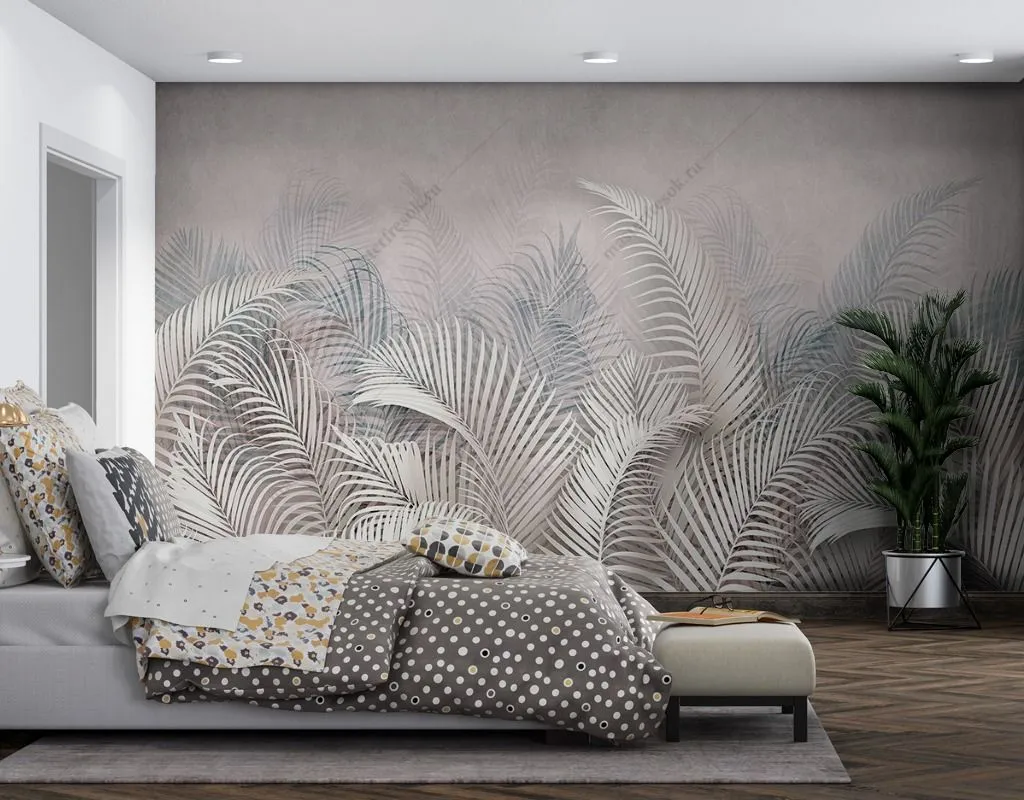 Фотообои в интерьере листья пальмы снизу  9-1601 фото
