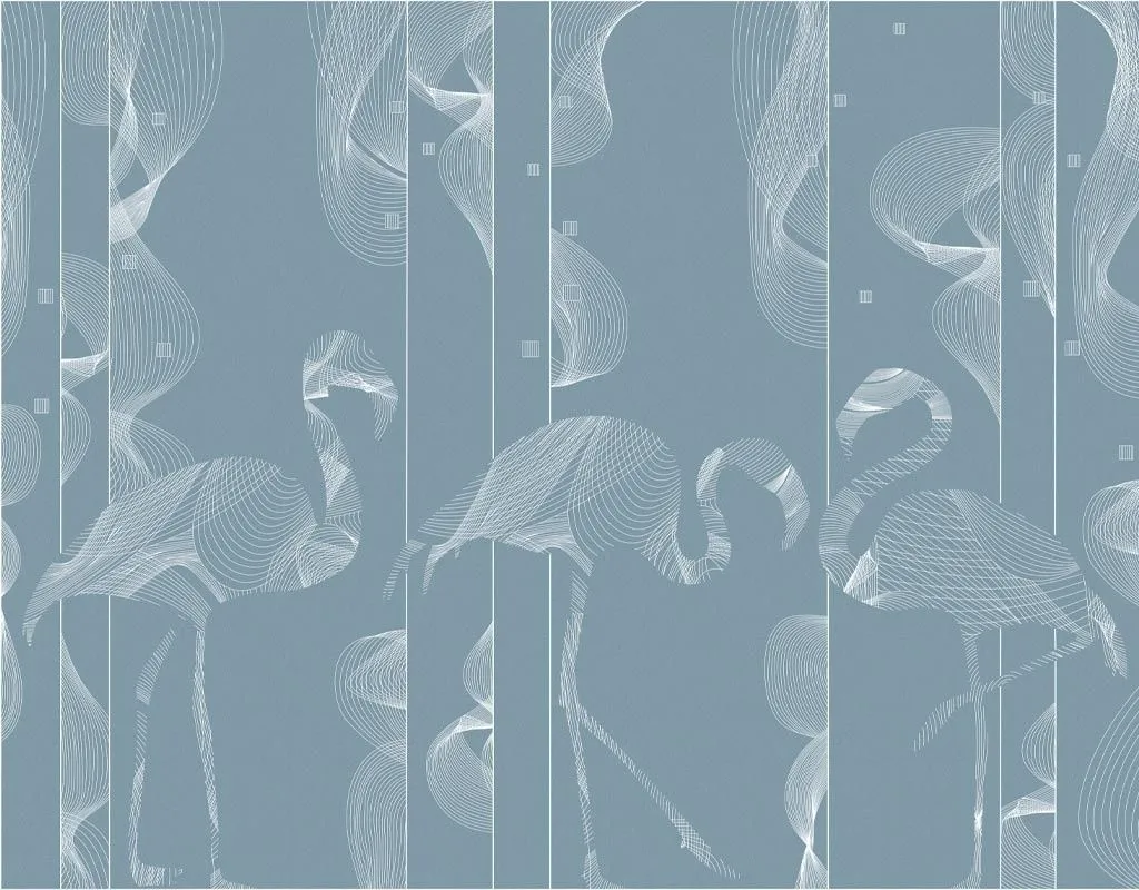 Фотообои в интерьере фламино рисунок тонкими линиями  14-791 фото