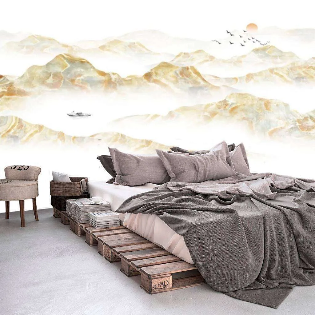 Фотообои в интерьере золотые горы  15-667 фото