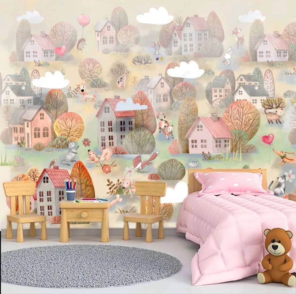 Фотообои в интерьере домики в детскую  13-211 фото