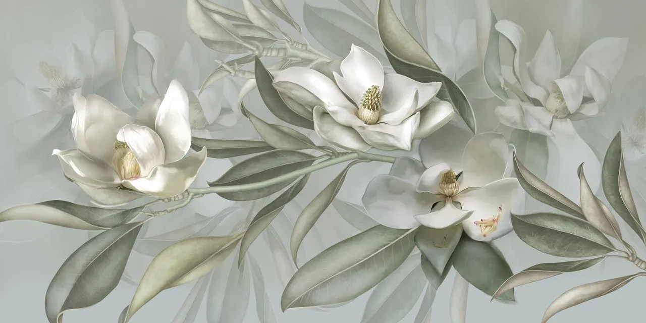 Фотообои в интерьере лилии на зеленом фоне  13-477 фото