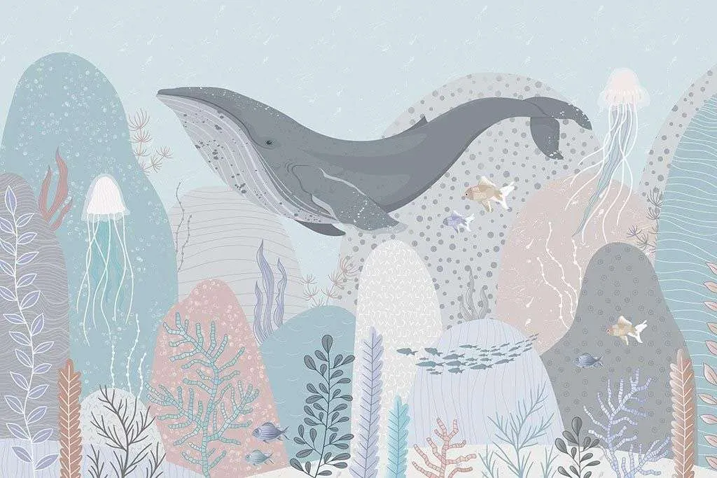 Фотообои в интерьере кит на морском дне  12-1562 фото