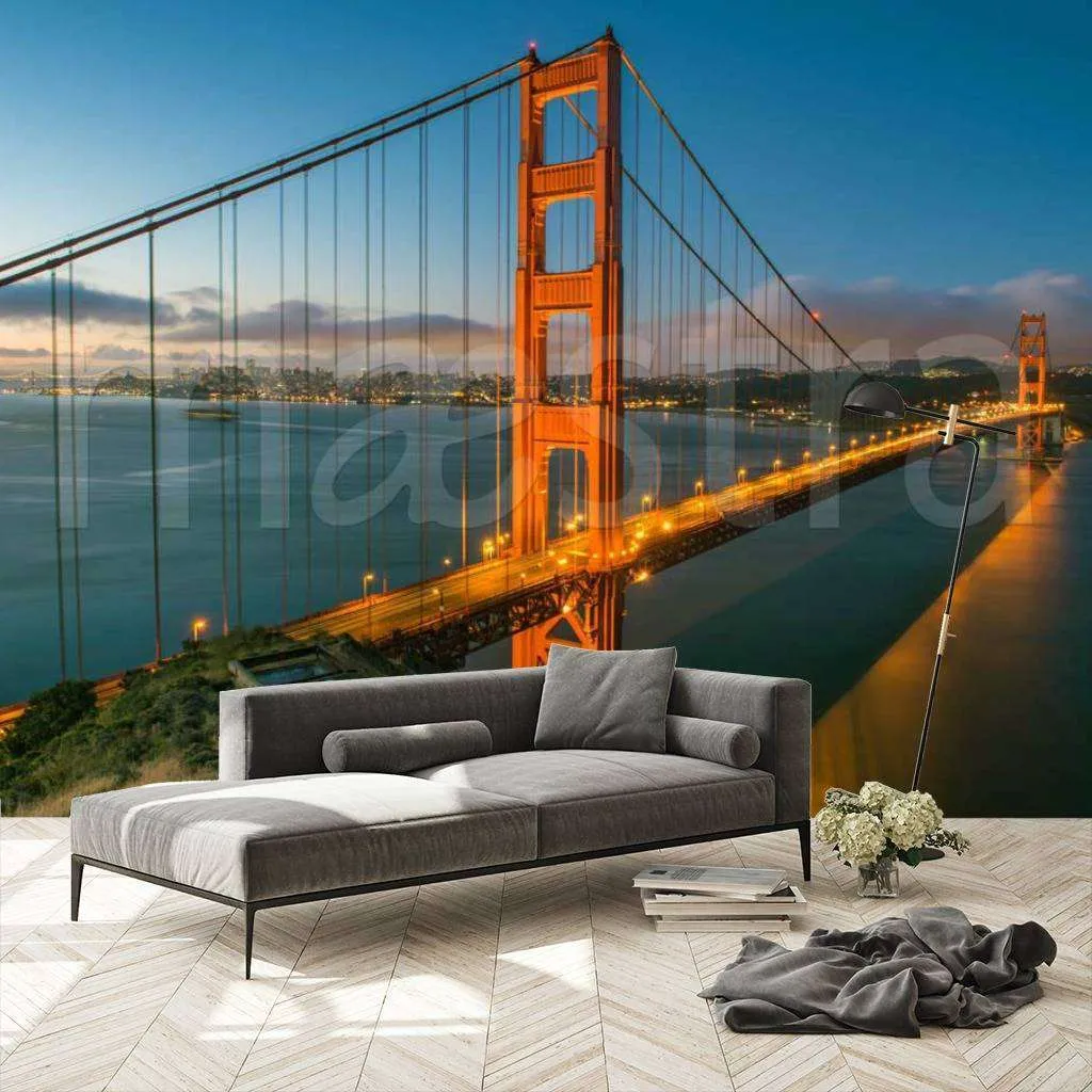 Фотообои Мост через реку к городу  4-227