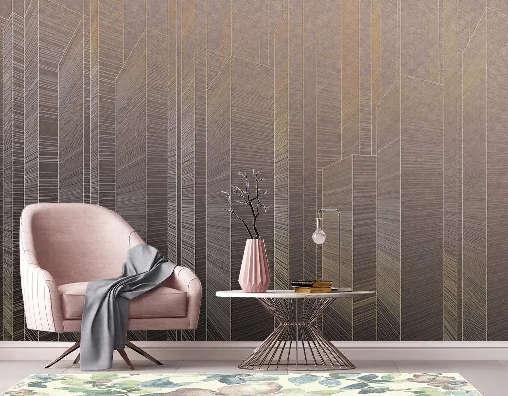 Фотообои в интерьере город золотые линии  14-786 фото