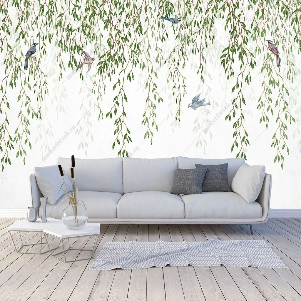 Фотообои Зеленые ветви ивы  9-1445