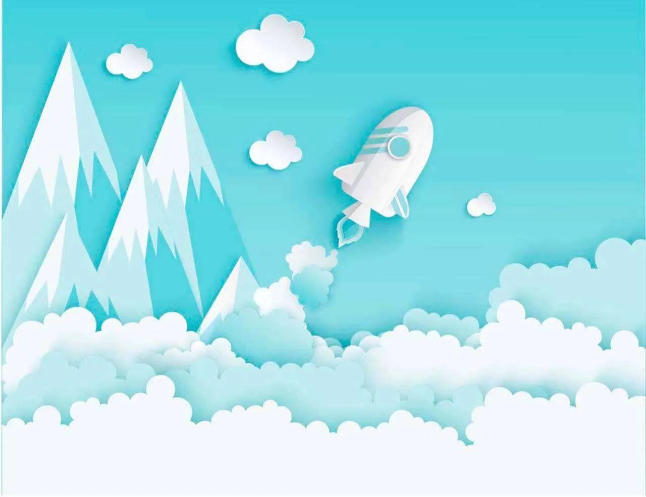 Фотообои в интерьере ракета взлетает над горами  12-372 фото