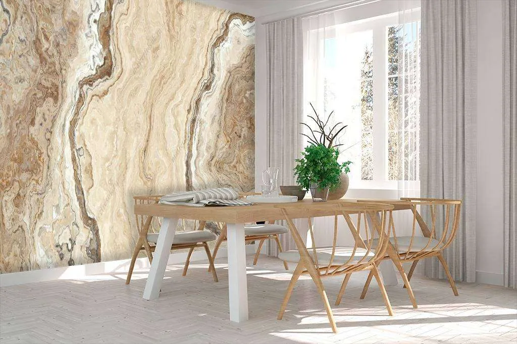 Фотообои в интерьере бежевый мрамор текстура  9-1078 фото