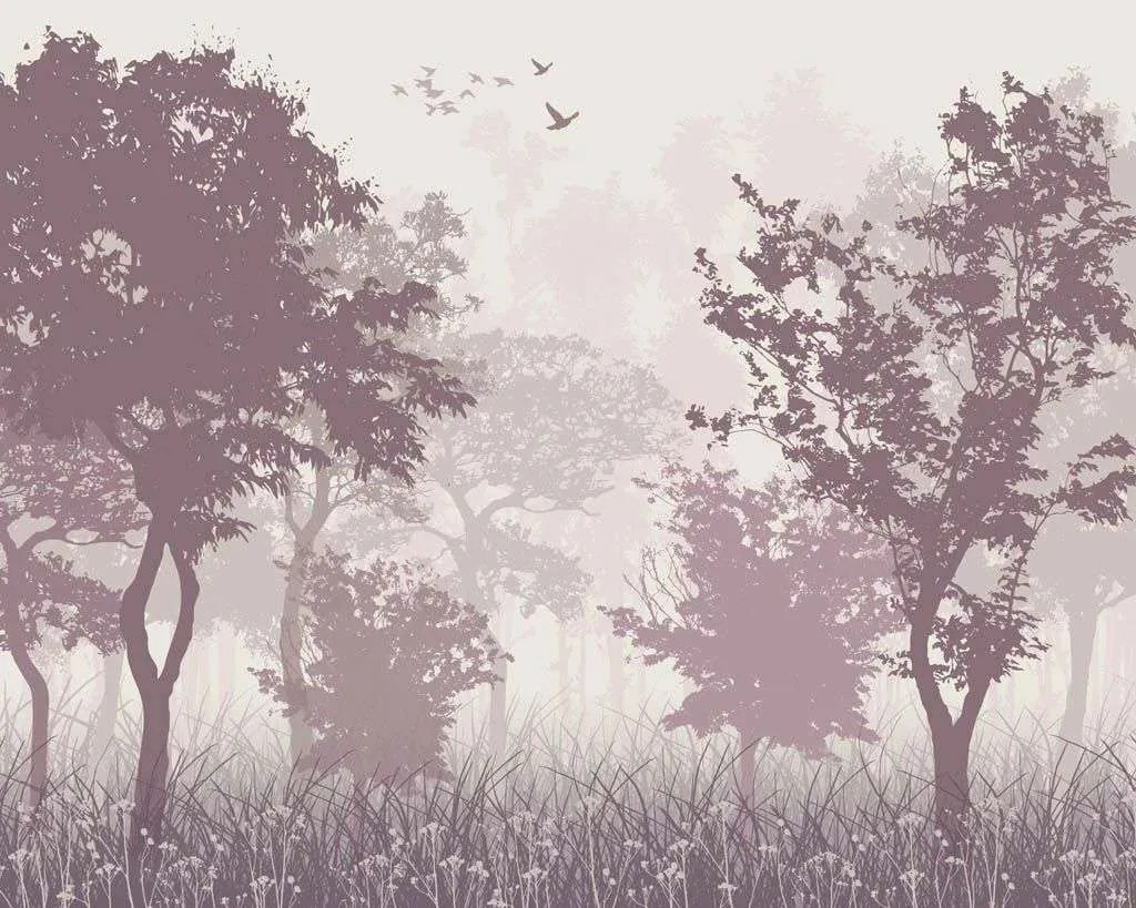 Фотообои в интерьере лес розовый  14-133 фото