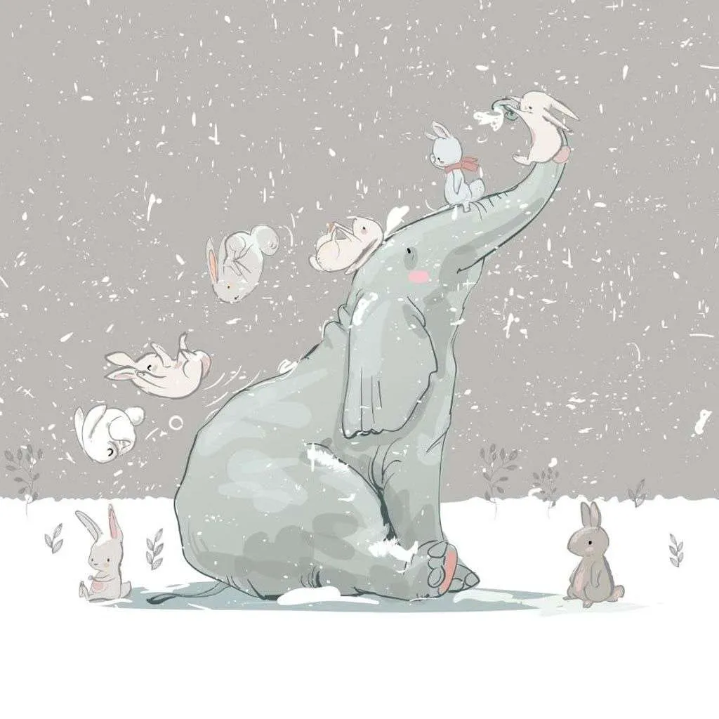 Фотообои в интерьере слоник и зайки  14-215 фото