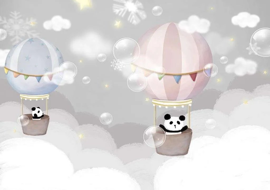 Фотообои в интерьере панда на воздушном шаре  14-320 фото
