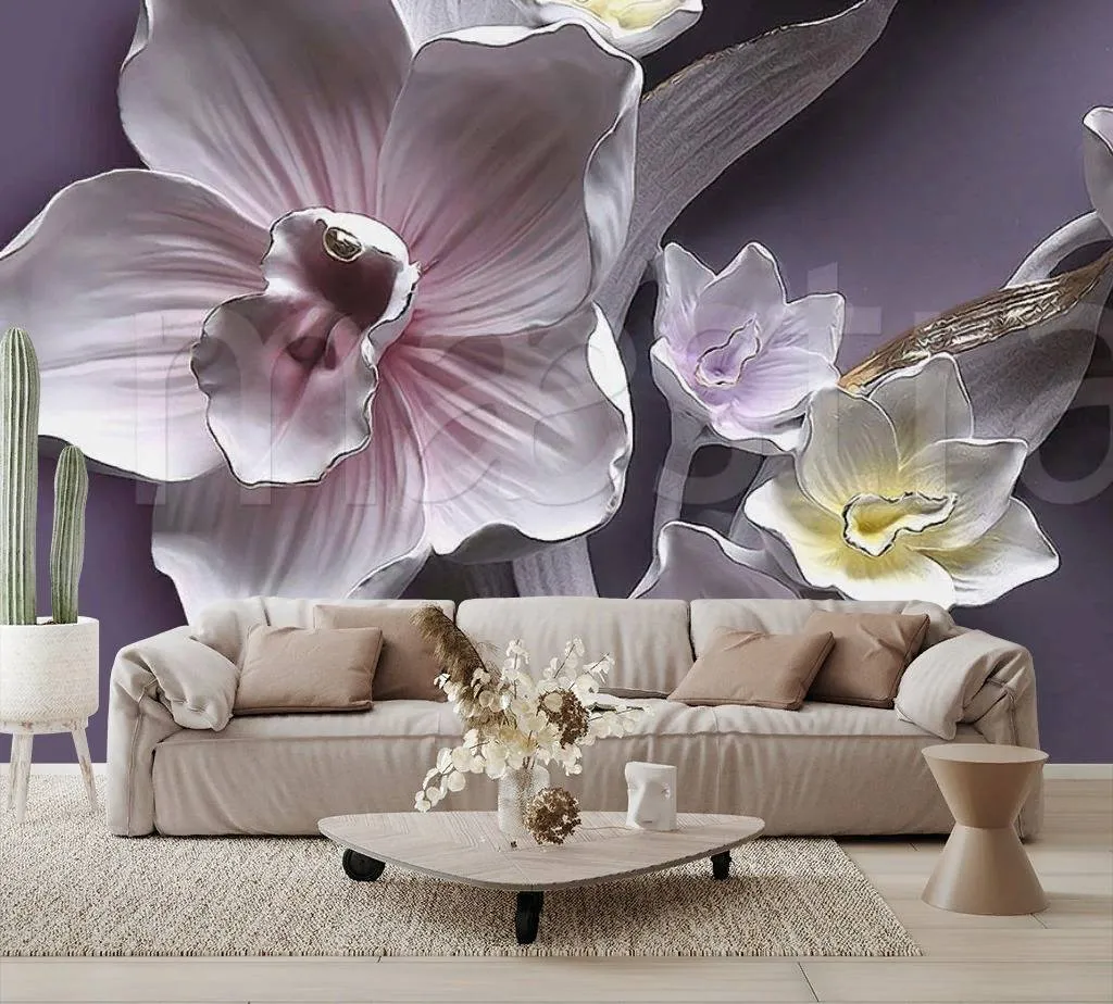 Фотообои в интерьере орхидеи 3д  7-811 фото