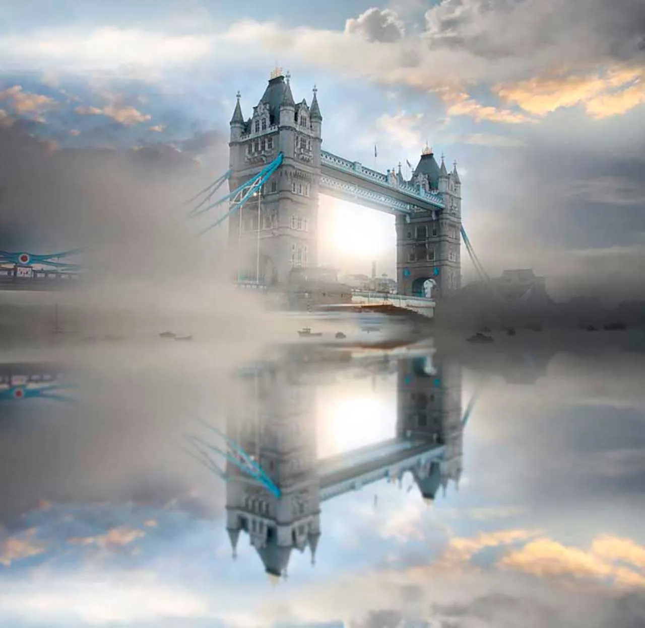 Фотообои в интерьере мост лондона в тумане  9-440 фото