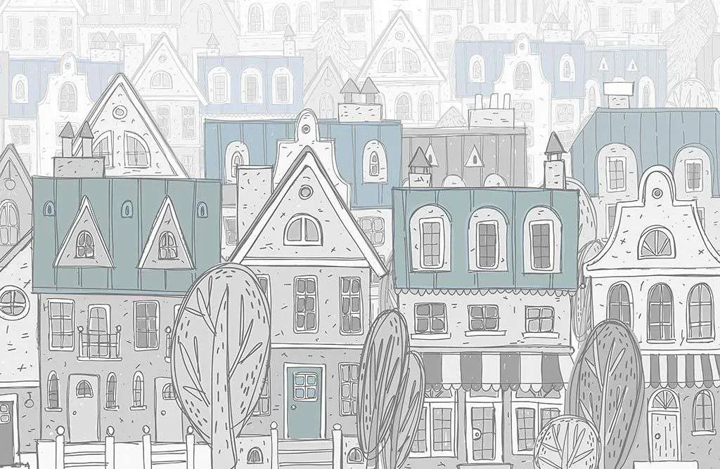 Фотообои в интерьере город в детскую  14-084 фото