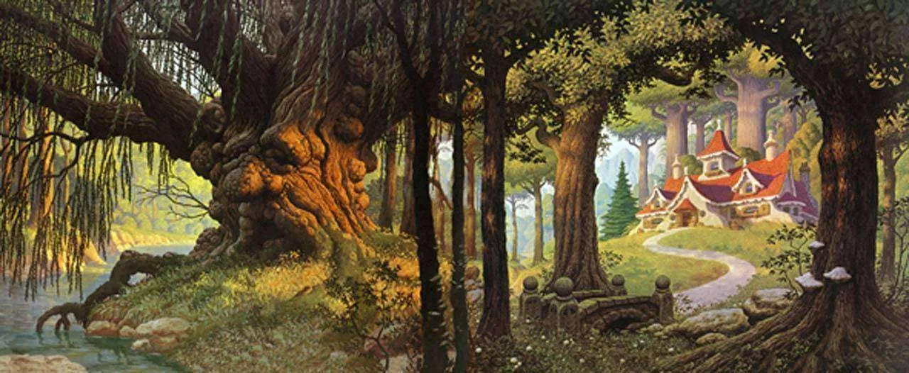 Фотообои в интерьере сказочное дерево в лесу  12-084 фото