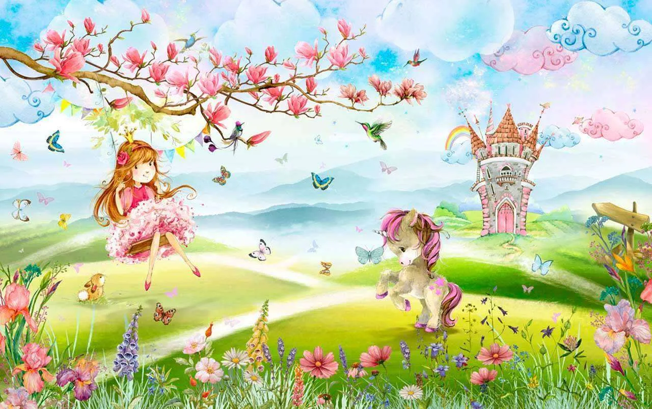 Фотообои в интерьере детские с единорогом  7-987 фото