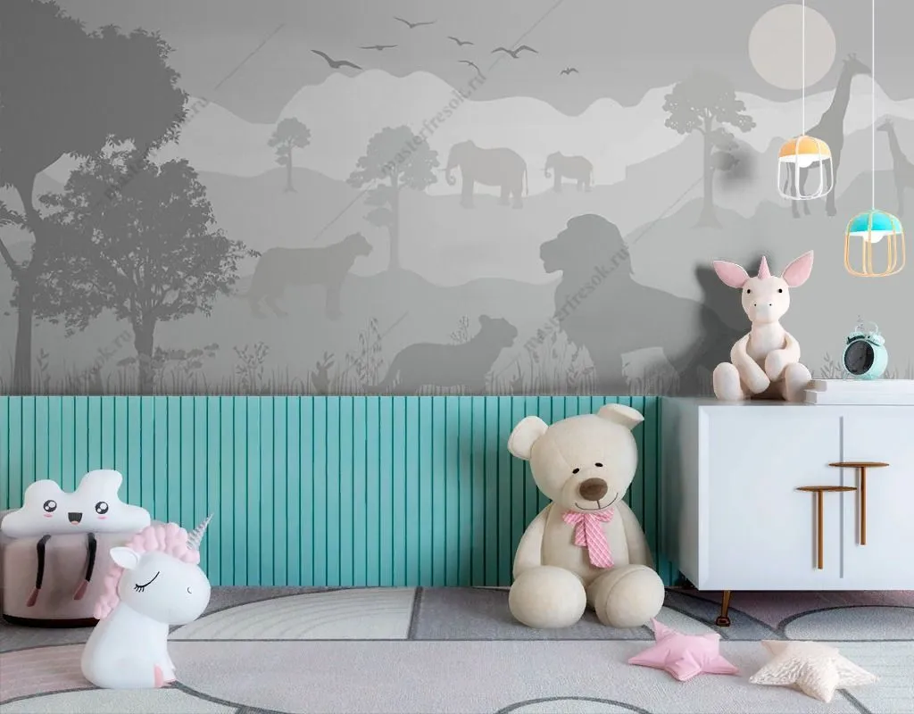 Фотообои Иллюстрация саванна в детскую  9-1818