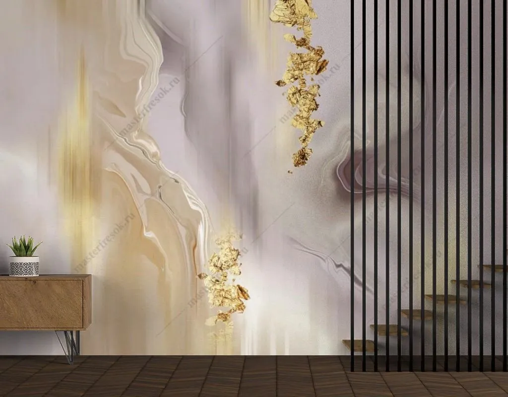 Фотообои в интерьере золотой блеск  13-596 фото