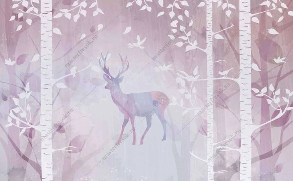 Фотообои в интерьере олень в сказочном лесу  16-042 фото