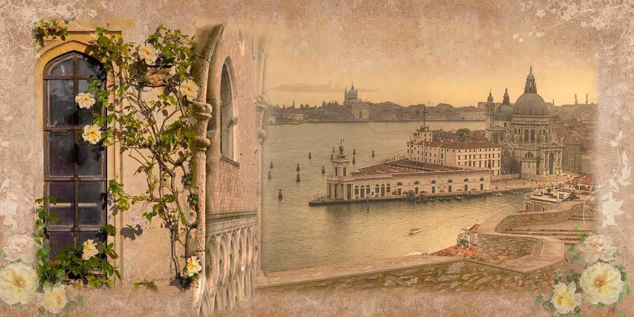 Фотообои в интерьере окно в венецию  5-117 фото