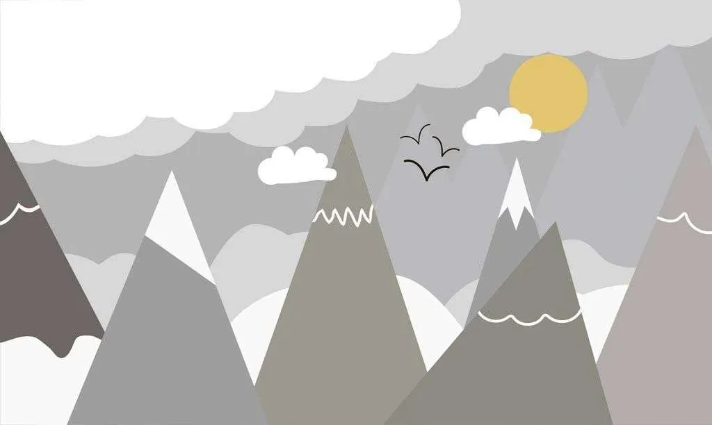 Фотообои в интерьере серые скандинавские горы  14-579 фото