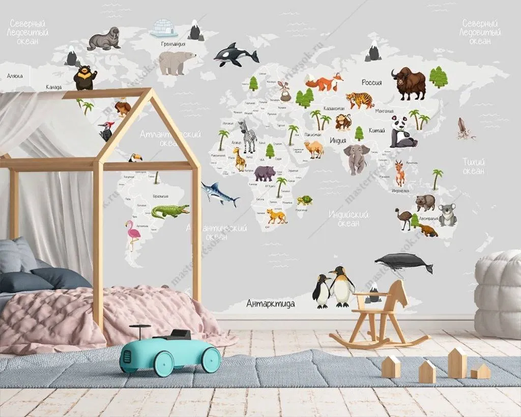 Фотообои Карта с животными  12-1148