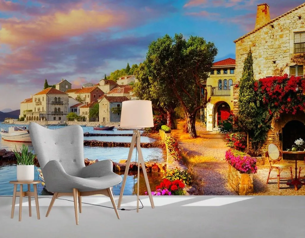 Фотообои в интерьере лодки в италии  9-2069 фото