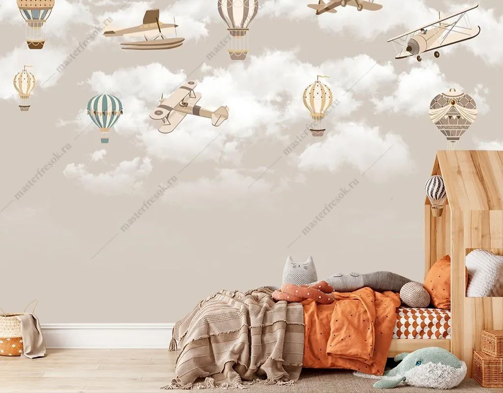 Фотообои Воздушные шары в облаках  9-1624