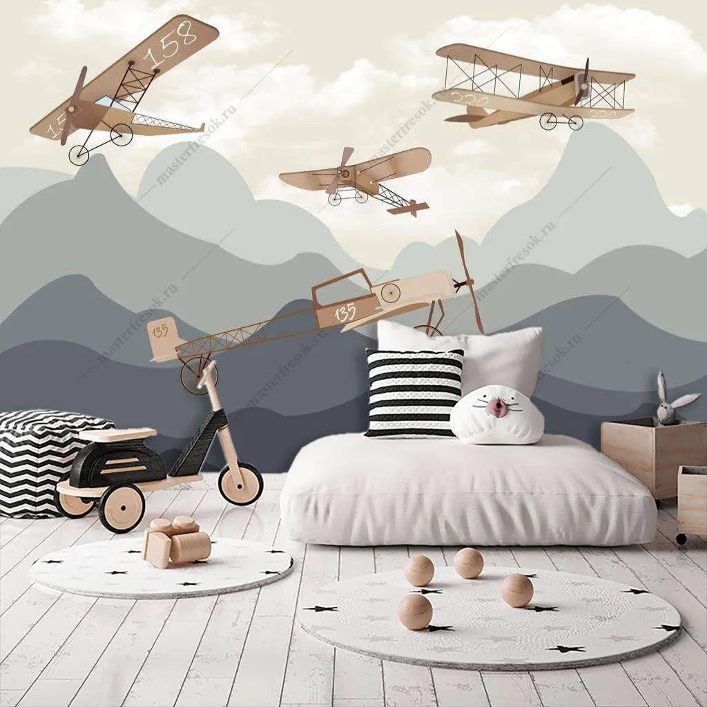 Фотообои в интерьере самолет и биплан  12-1136 фото
