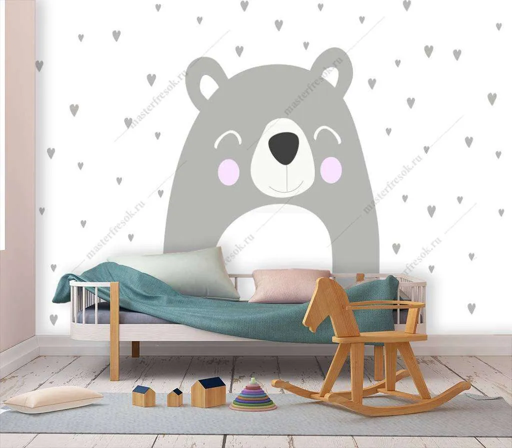 Фотообои в интерьере мишка серый  12-886 фото