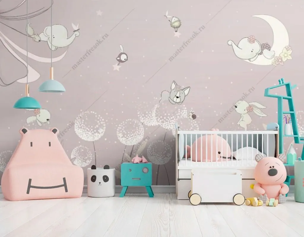 Фотообои в интерьере одуванчики в детскую  14-530 фото