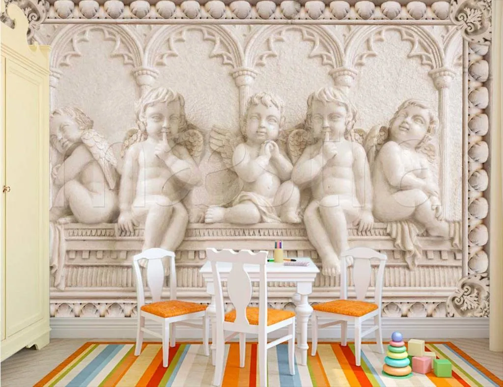 Фотообои в интерьере барельеф ангелы  7-371 фото