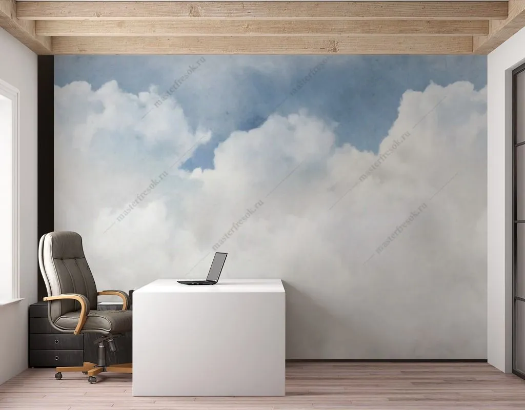 Фотообои в интерьере белоснежные облака  9-1604 фото