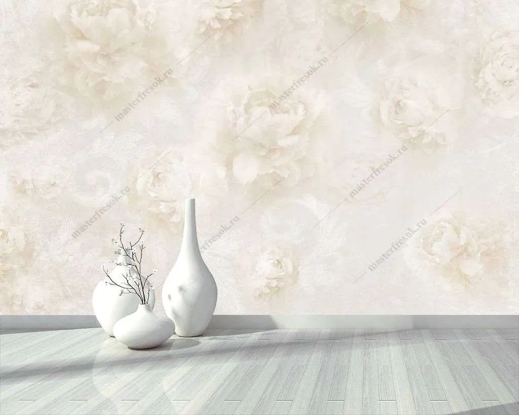 Фотообои в интерьере нежные пионы  10-752 фото