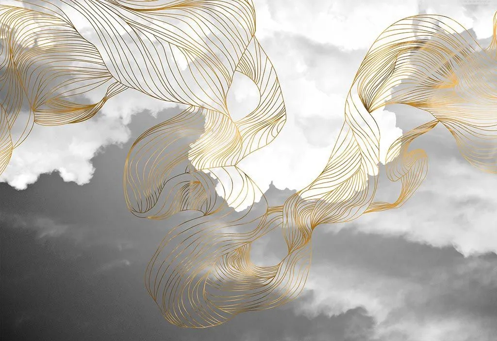 Фотообои в интерьере линии на фоне дымки  9-1805 фото