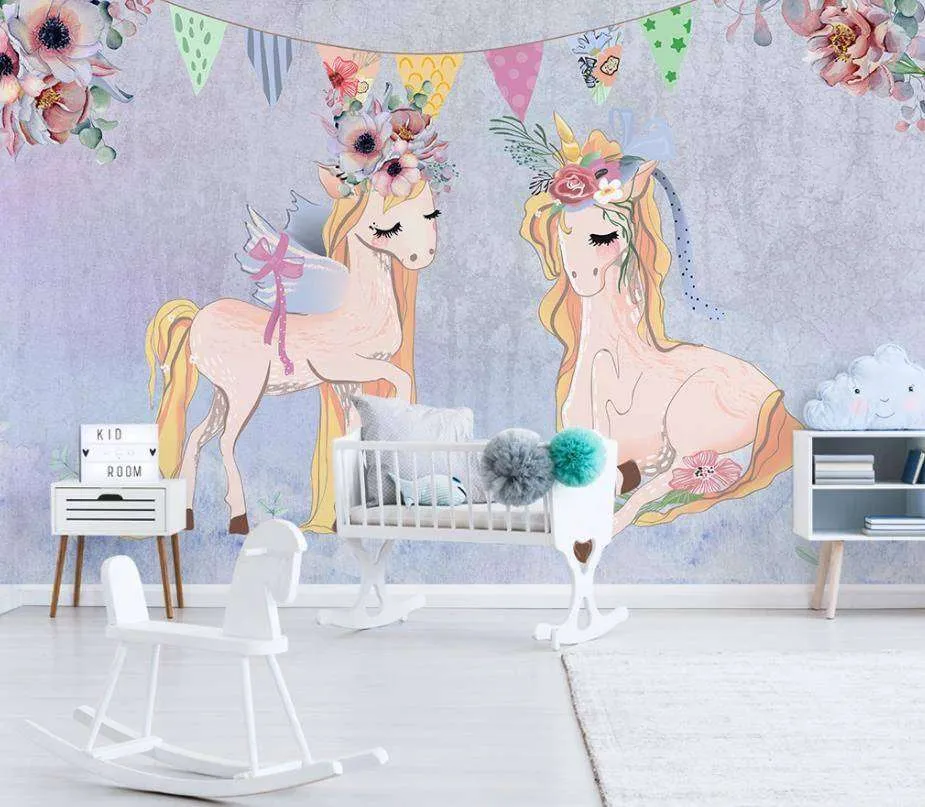 Фотообои в интерьере два единорога  15-338 фото