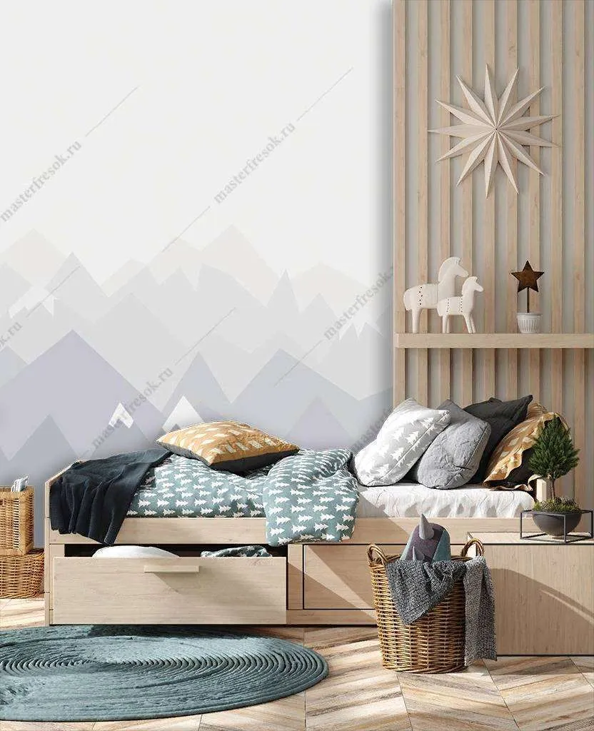 Фотообои Бесшовные обои на стену:  Горы в тумане. Артикул: 14-106  