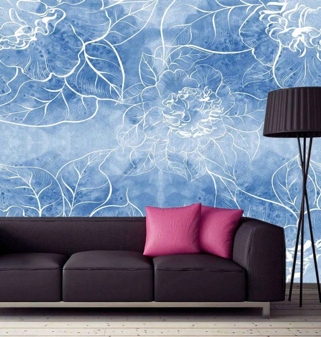 Фотообои в интерьере голубые розы  9-1178 фото