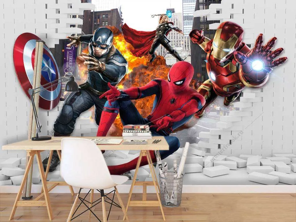 Фотообои в интерьере человек паук супергерои  12-906 фото
