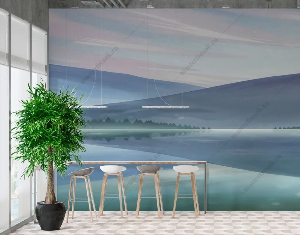 Фотообои в интерьере пейзаж минимализм  14-421 фото